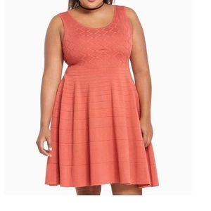 Torrid Coral Pink Honeycomb Mixed Stitch Sweater Dress Gold Zipper 2 Plus Size